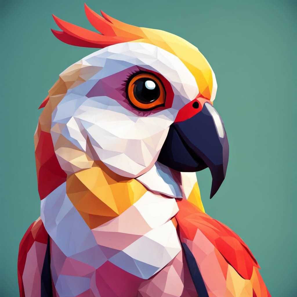 Cute Low Poly Parrot Illustration