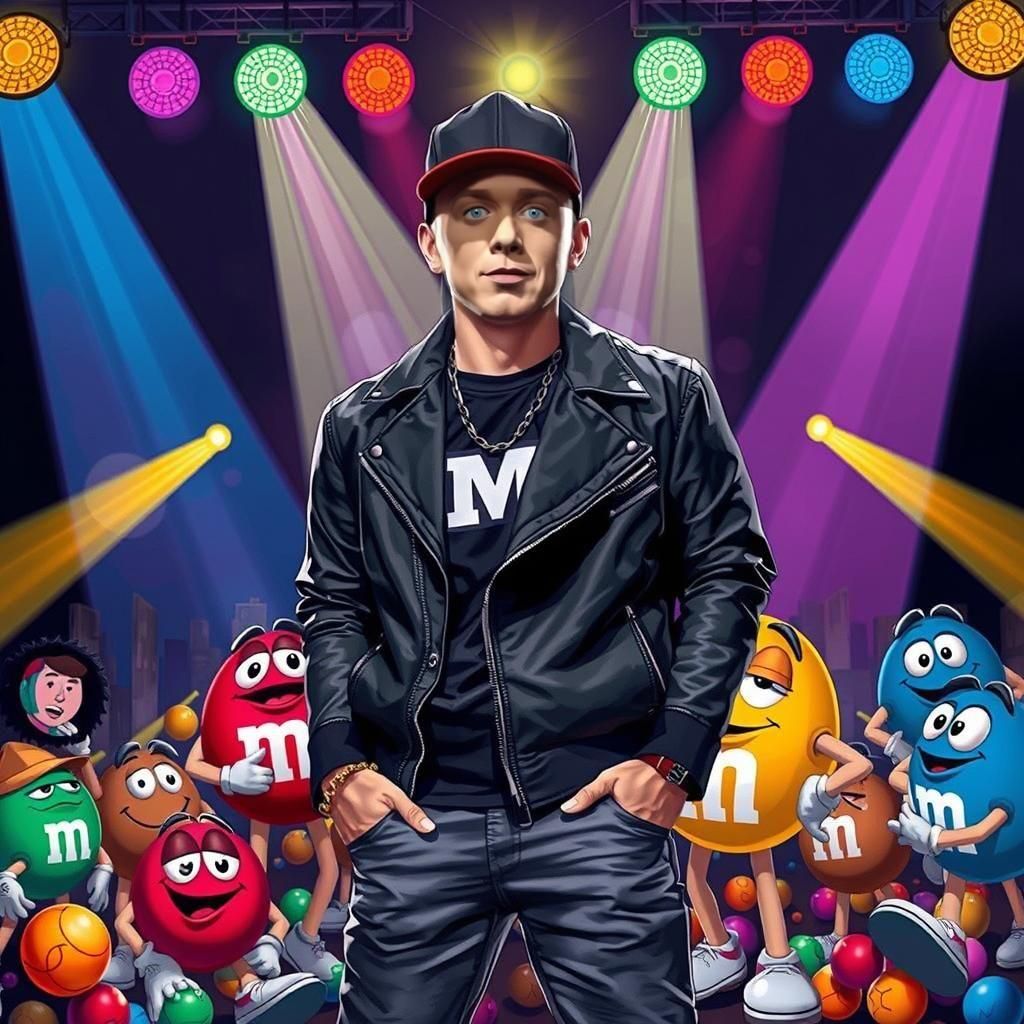 Eminem performing with M&Ms