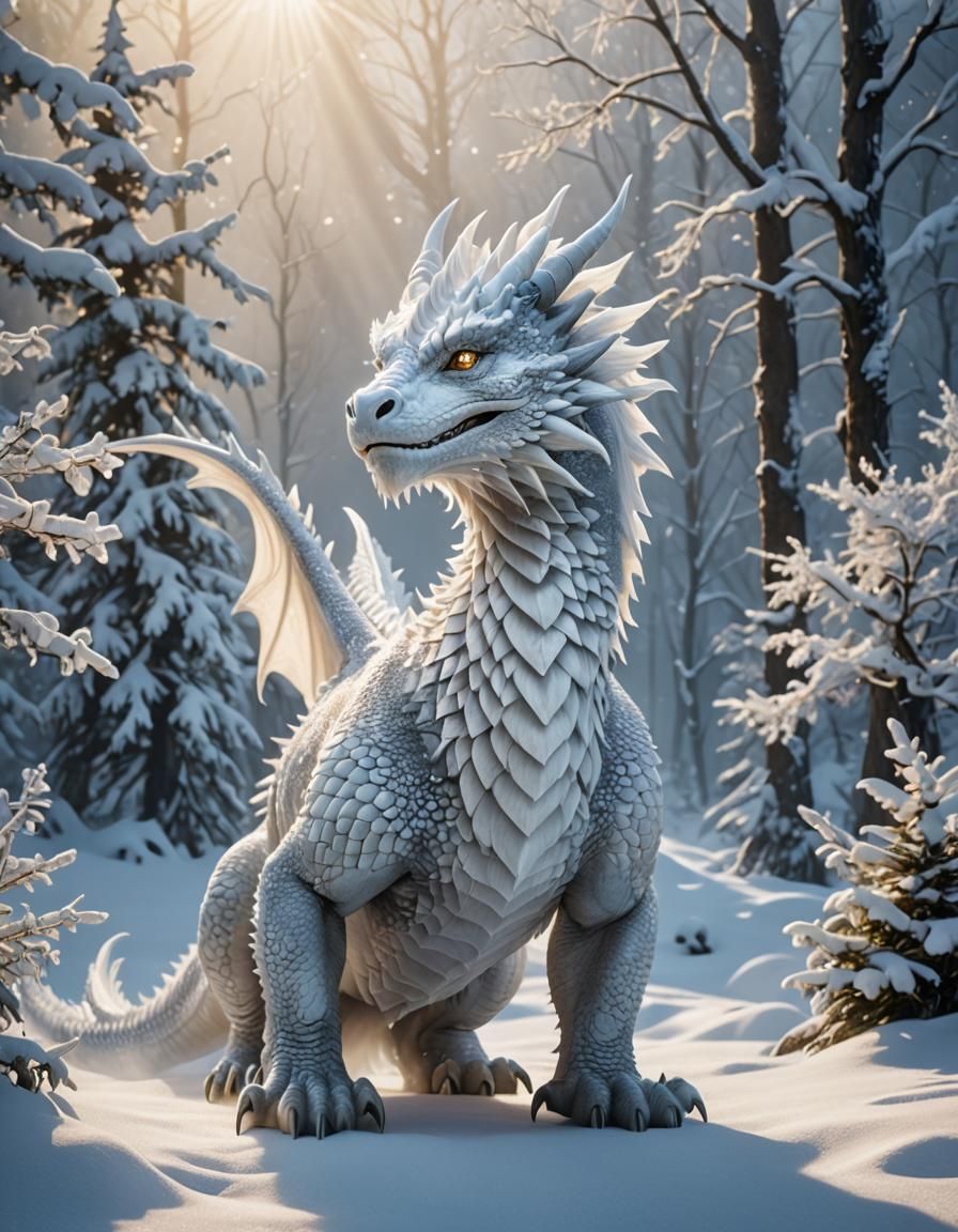 Morning encounter in the winter forest