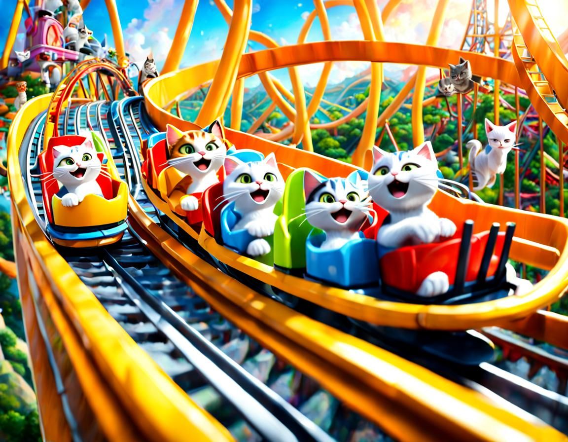 Cats on a Rollercoaster in Cat Theme Park