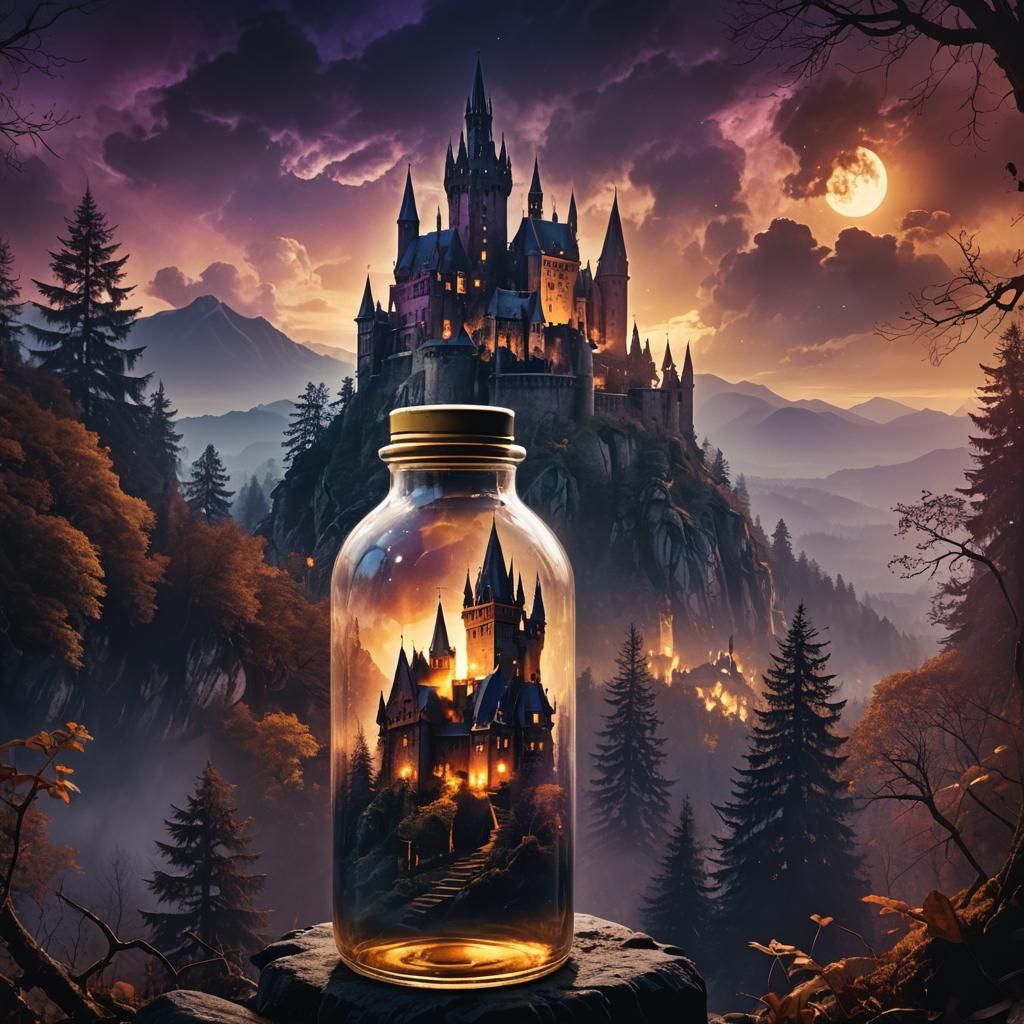 Dracula's Castle in Magical Bottle: Gothic Expressionism