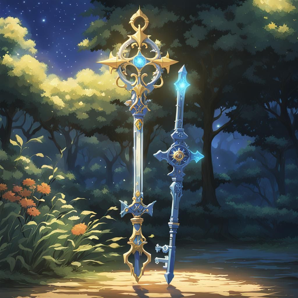 Starlight Keyblade Weapon in Studio Ghibli Anime Style