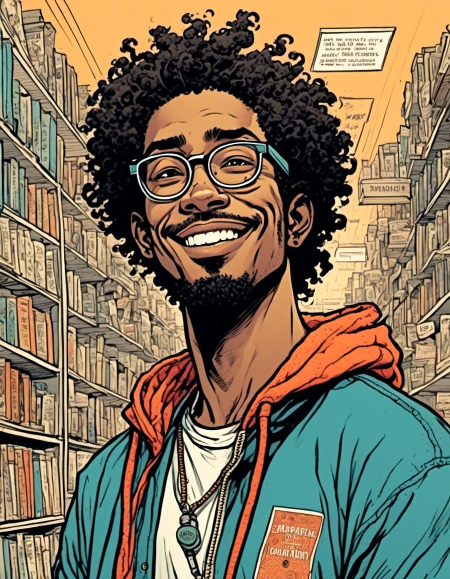 Mixed-Race Man with Curly Hair in San Francisco