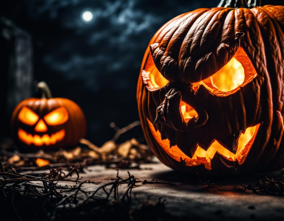 Hyperrealistic Evil Pumpkin for Halloween in HDR