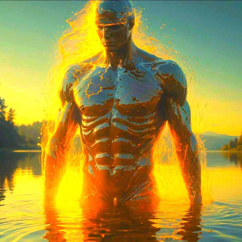 Mystical Figure at Dreamlike Lake in Surreal Style