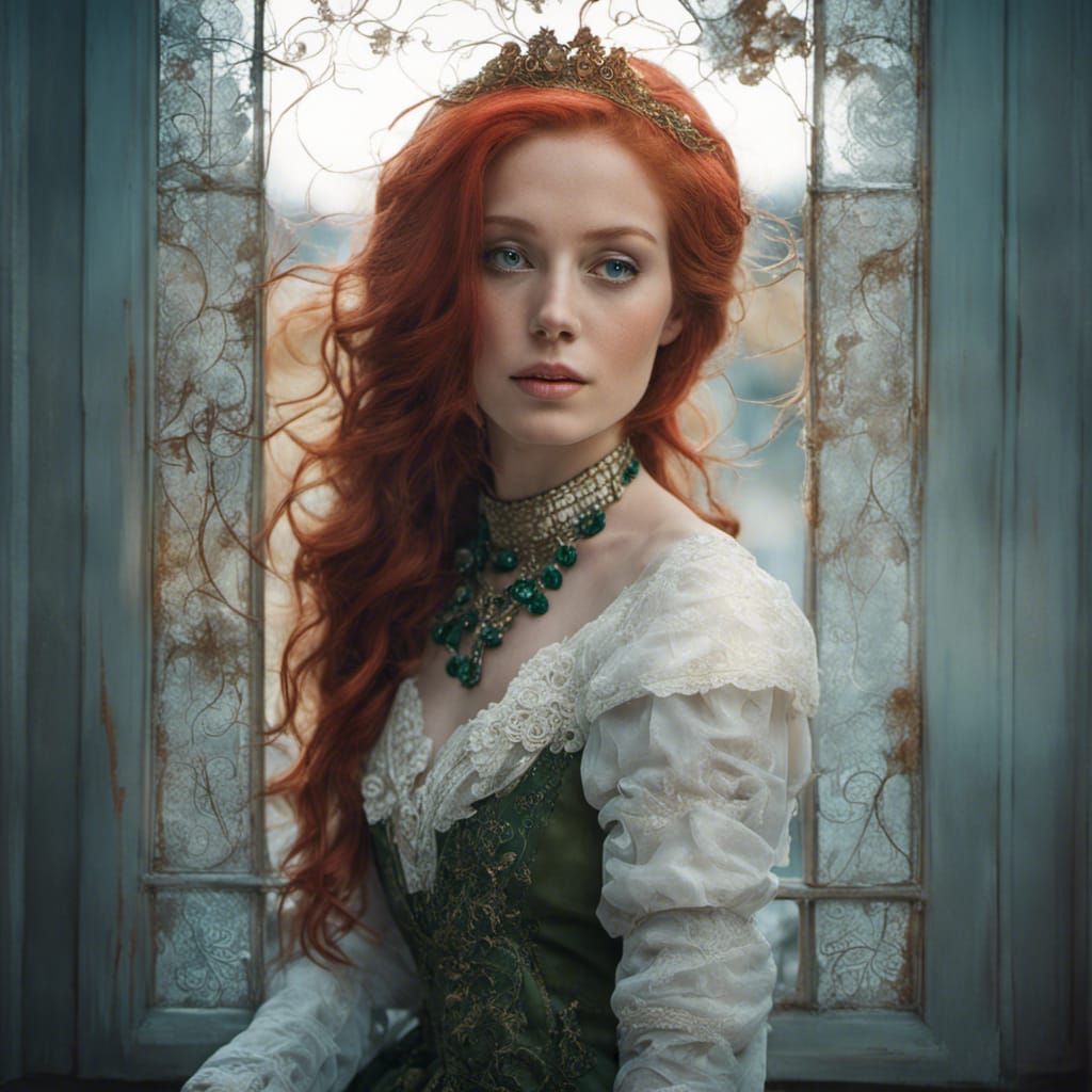 Romantic Portrait of Woman with Red Hair