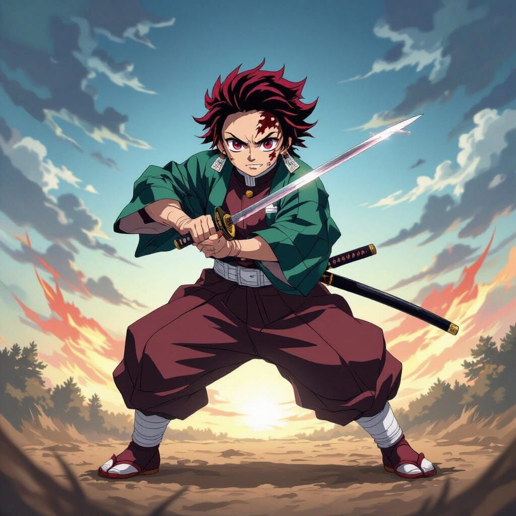 Tanjiro's Sun Breathing Technique Against Muzan