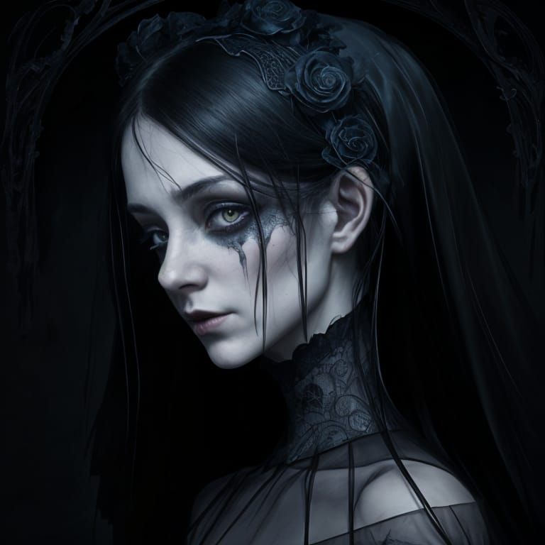 Ethereal Victorian Ghost Portrait in Triadic Colors