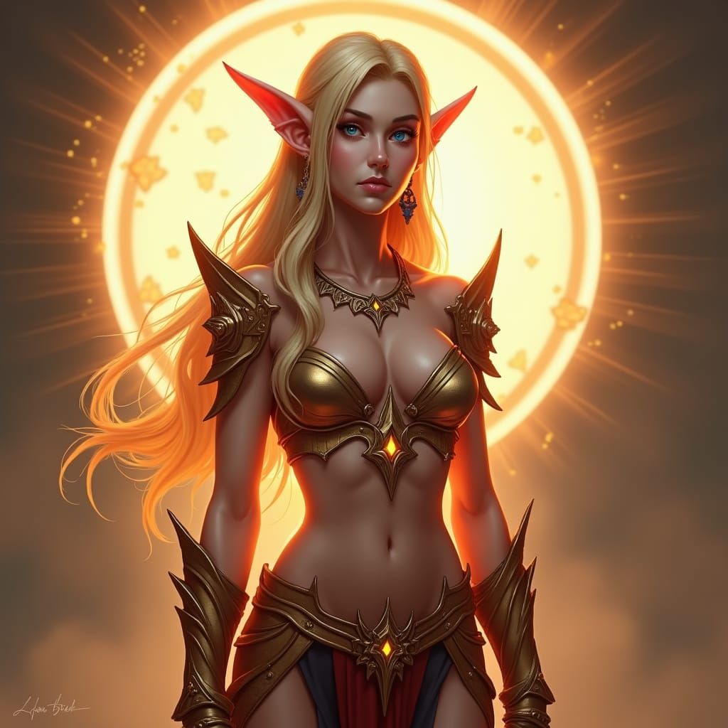 Blood Elf Paladin Woman in Fantasy Art Style