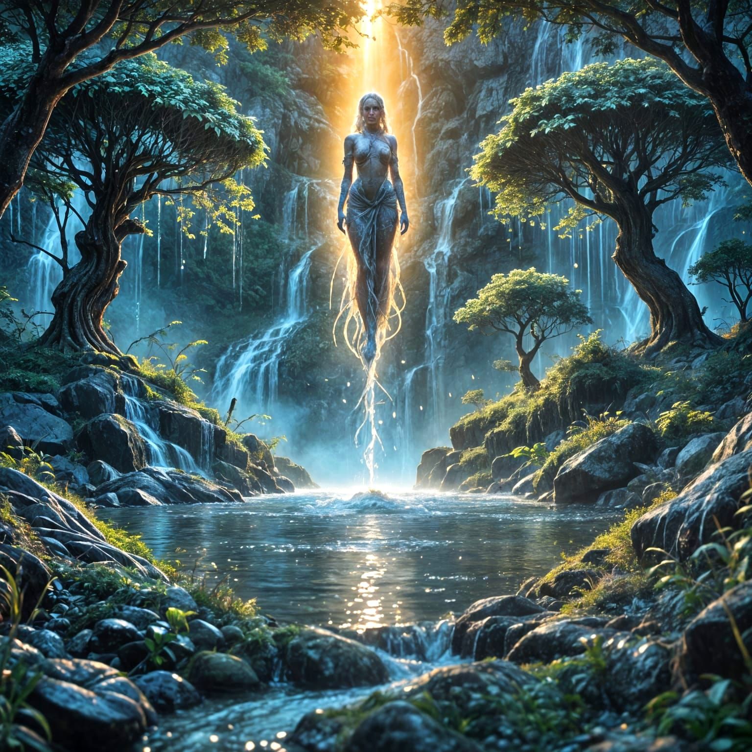 Delicate Water Spirit Formed From Dew Droplets