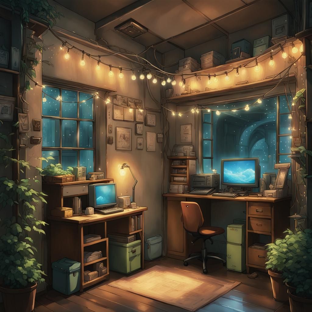 Charming Underground Home Aglow in Anime Style