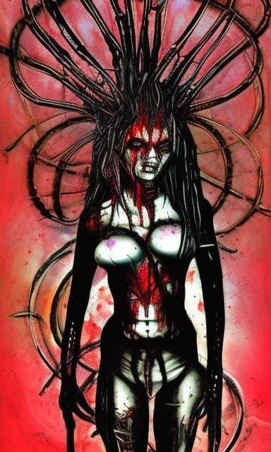 Sci-Fi Horror Cyborg Assassin in Vivid Inks