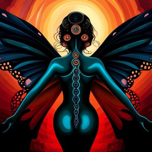 Ītzpāpālōtl: Obsidian Butterfly Goddess in Abstract Art