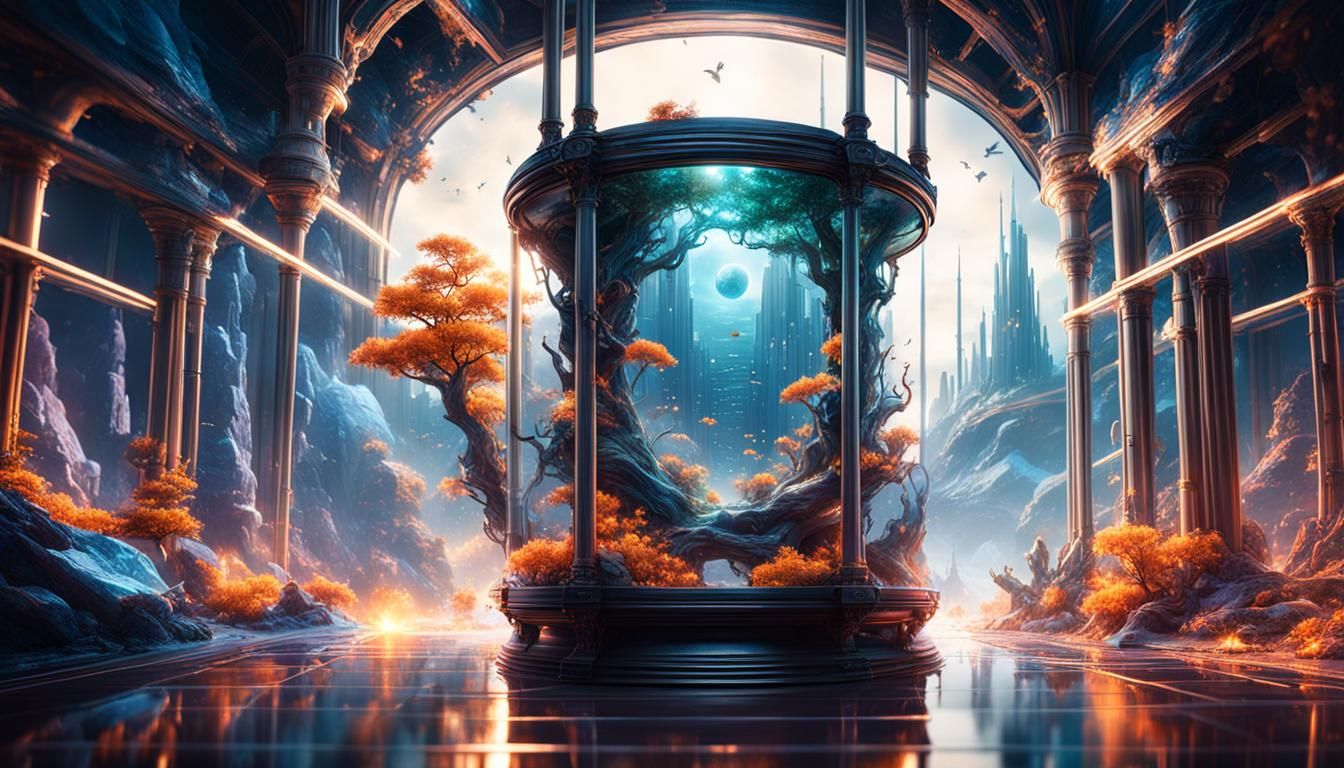 World Inside Glass Tube: Detailed Matte Painting