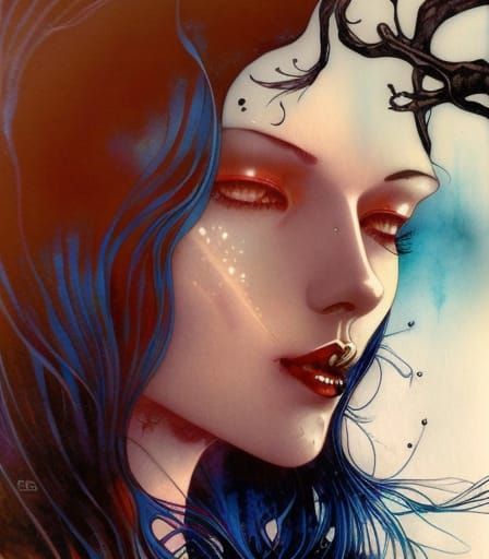 Abstract Portrait in Mixed Media Style