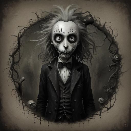 Tim Burton Style Character with Missing Eye