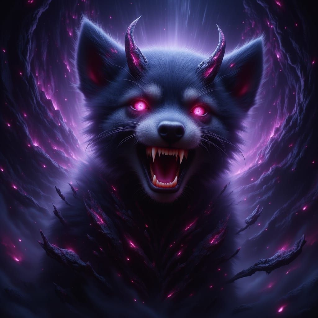 Evil Puppy Laughing Maniacally in Gothic Vortex