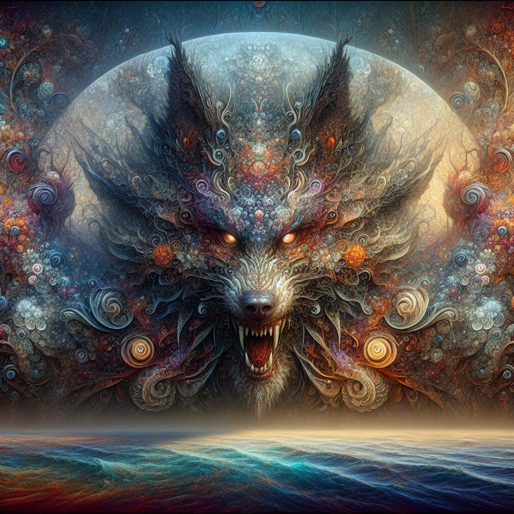 Fantastical Wolf Creature in Detailed Matte Painting