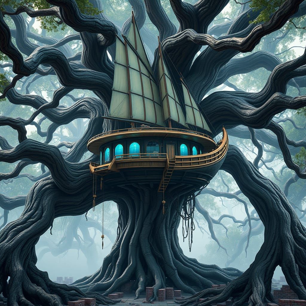 Surreal Treehouse Village Blends into Fantastical Tree Roots
