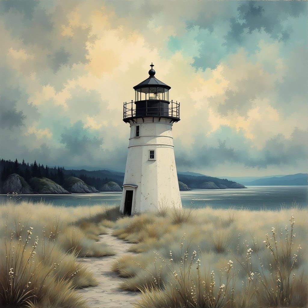 Grungy Lighthouse with Dry Brush Painterly Strokes