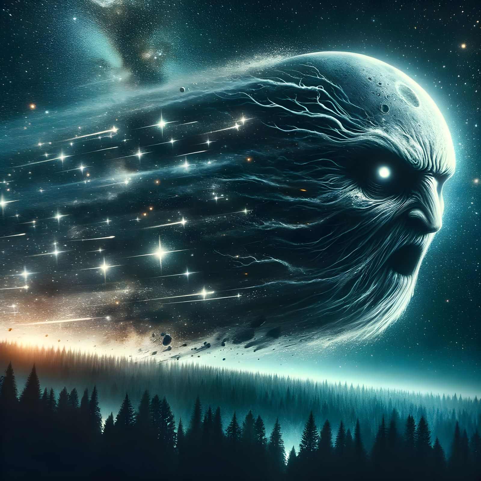 Moonlit Cosmic Racing Scene