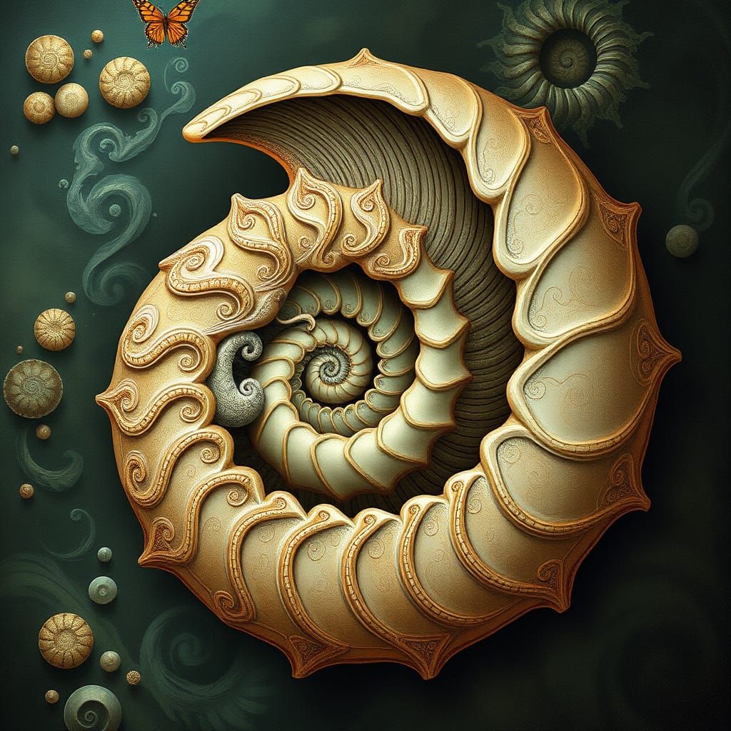 Ancient Nautilus in Haeckel and Escher Styles