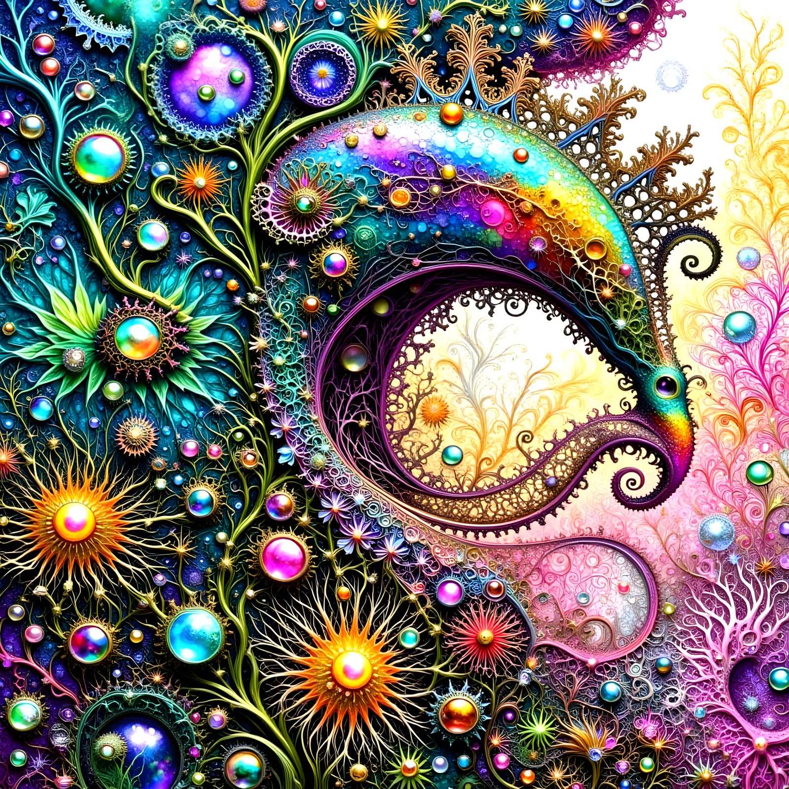 Whimsical Octopus-Seahorse-Lionfish Hybrid Reaching for Star