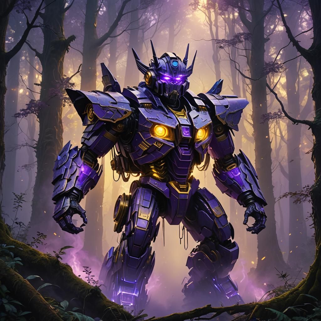 Mystical Transformer in Misty Forest: Digital Matte Painting