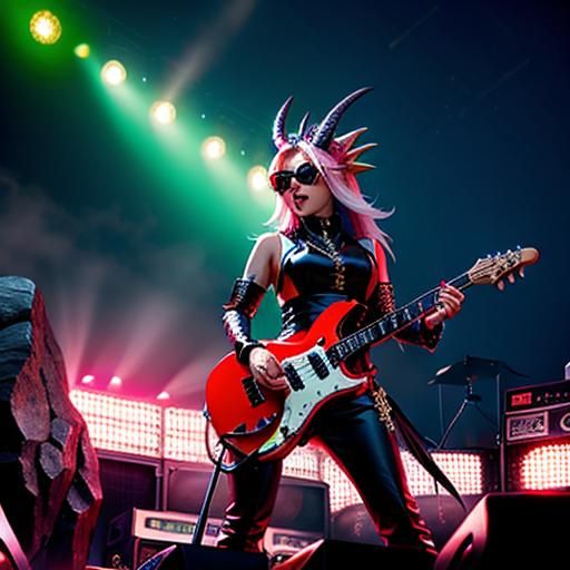 Anthro Dragon Rocks Out at Concert