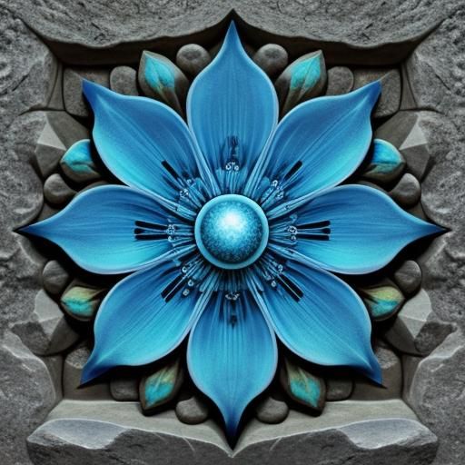 Abstract Stone Flower in Mystical Fantasy Style