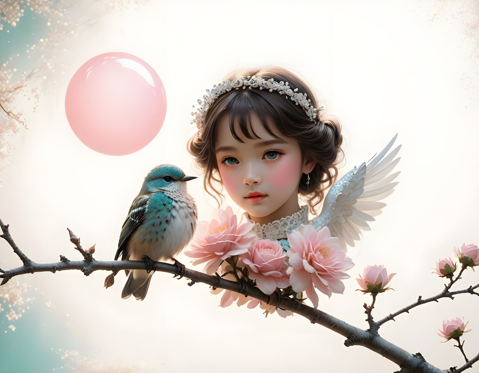 Victorian Heart in Pastel Impasto Painting