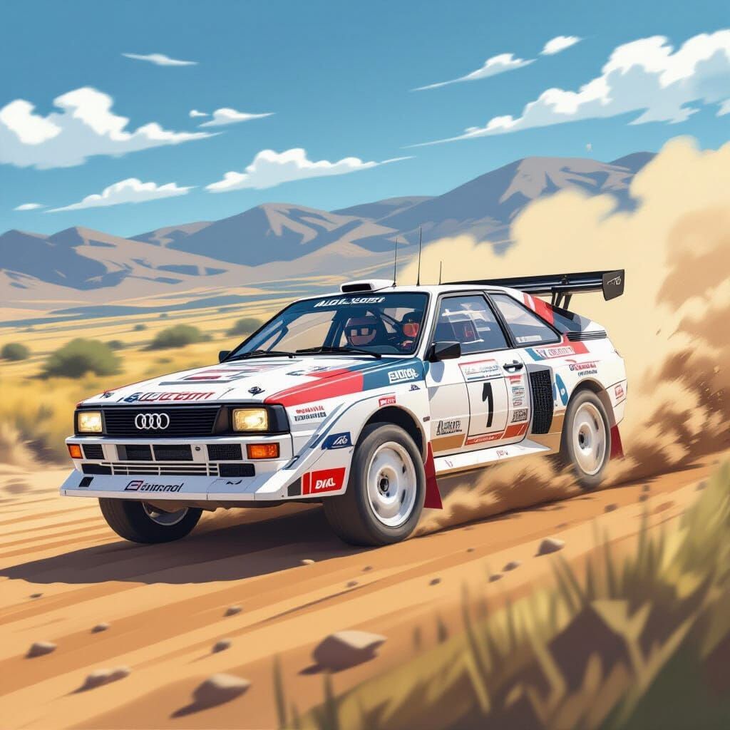 Audi Rally Car Drifting in Anime Style