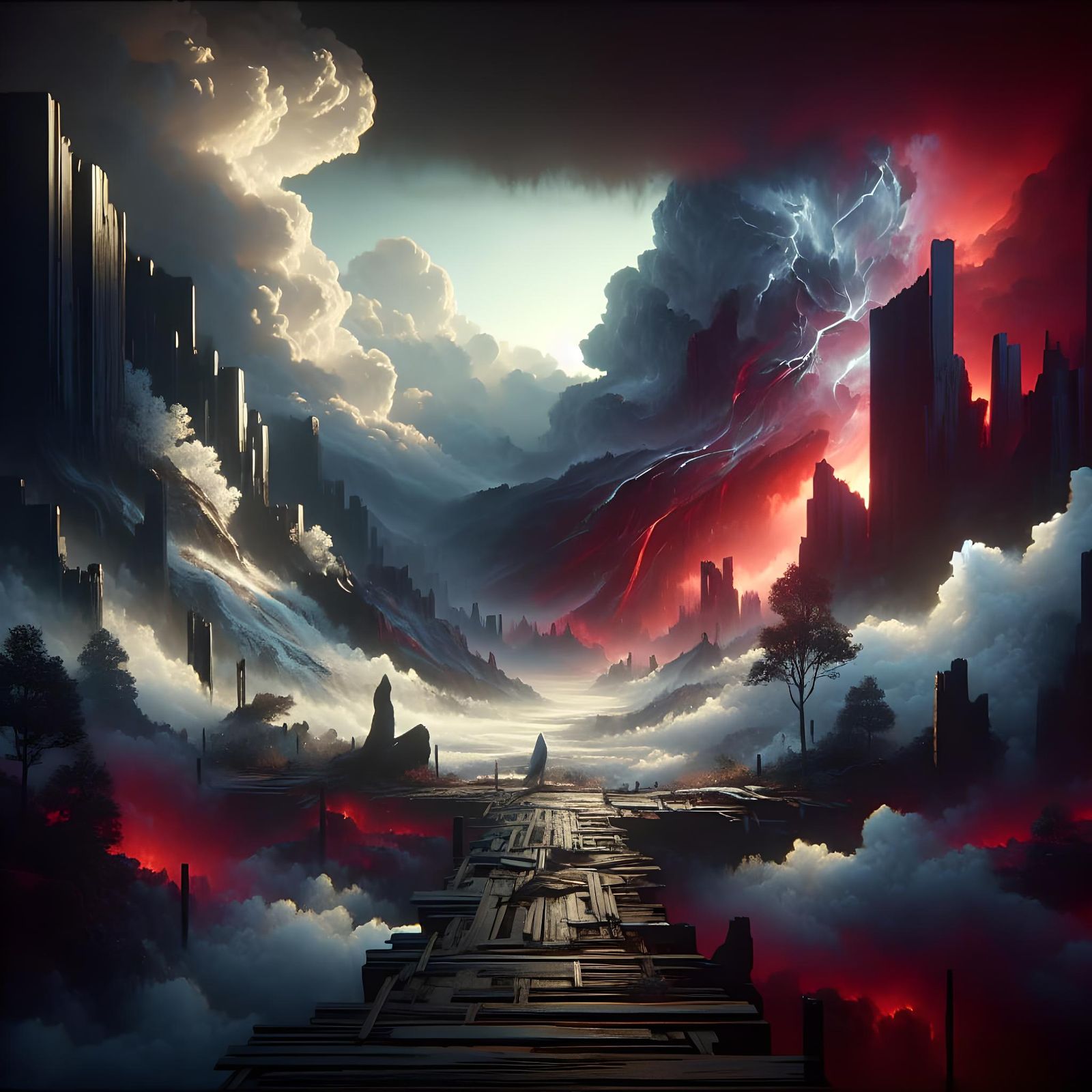 Abstract Brokenness in Black, White, and Red