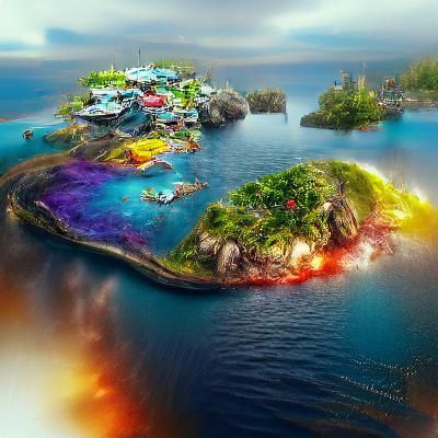 Surreal Island in Coma World: Hyperrealistic Fantasy Art