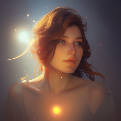 Detailed Portrait of Girl in Art Nouveau Style