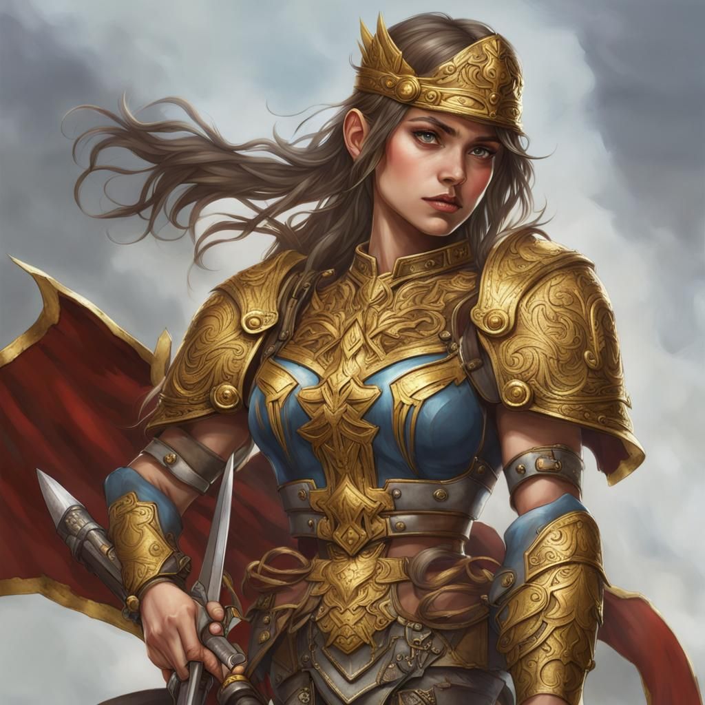 Golden Armored Valkyrie Warrior