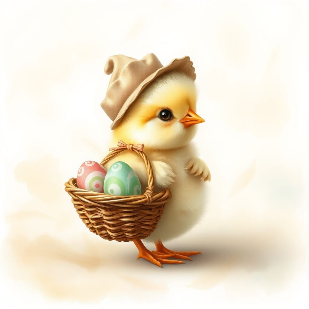 Whimsical Easter Chick in Pastel Hues