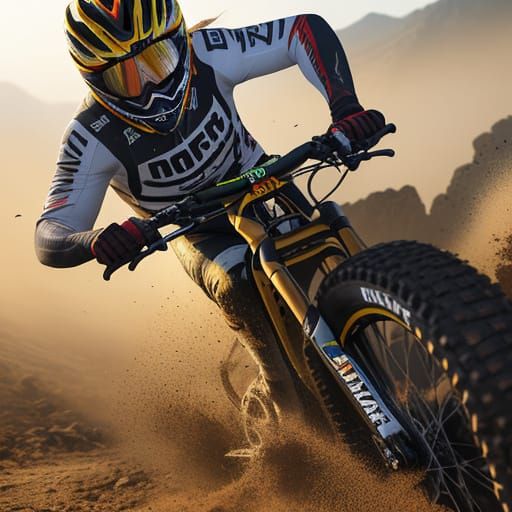 Mountain Bike Race in Golden Hour Cinematic Style