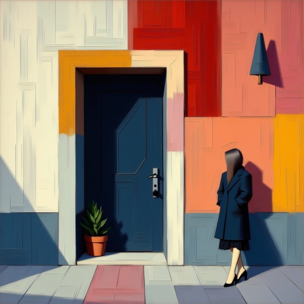 Ominous Doorway in Modernist Oil Painting Style