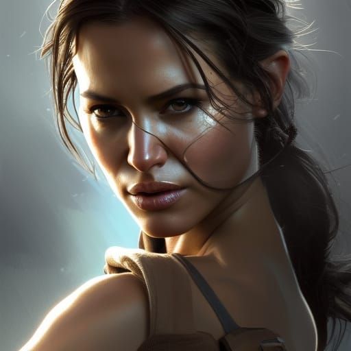 Lara Croft Portrait in Hyperdetailed Digital Art