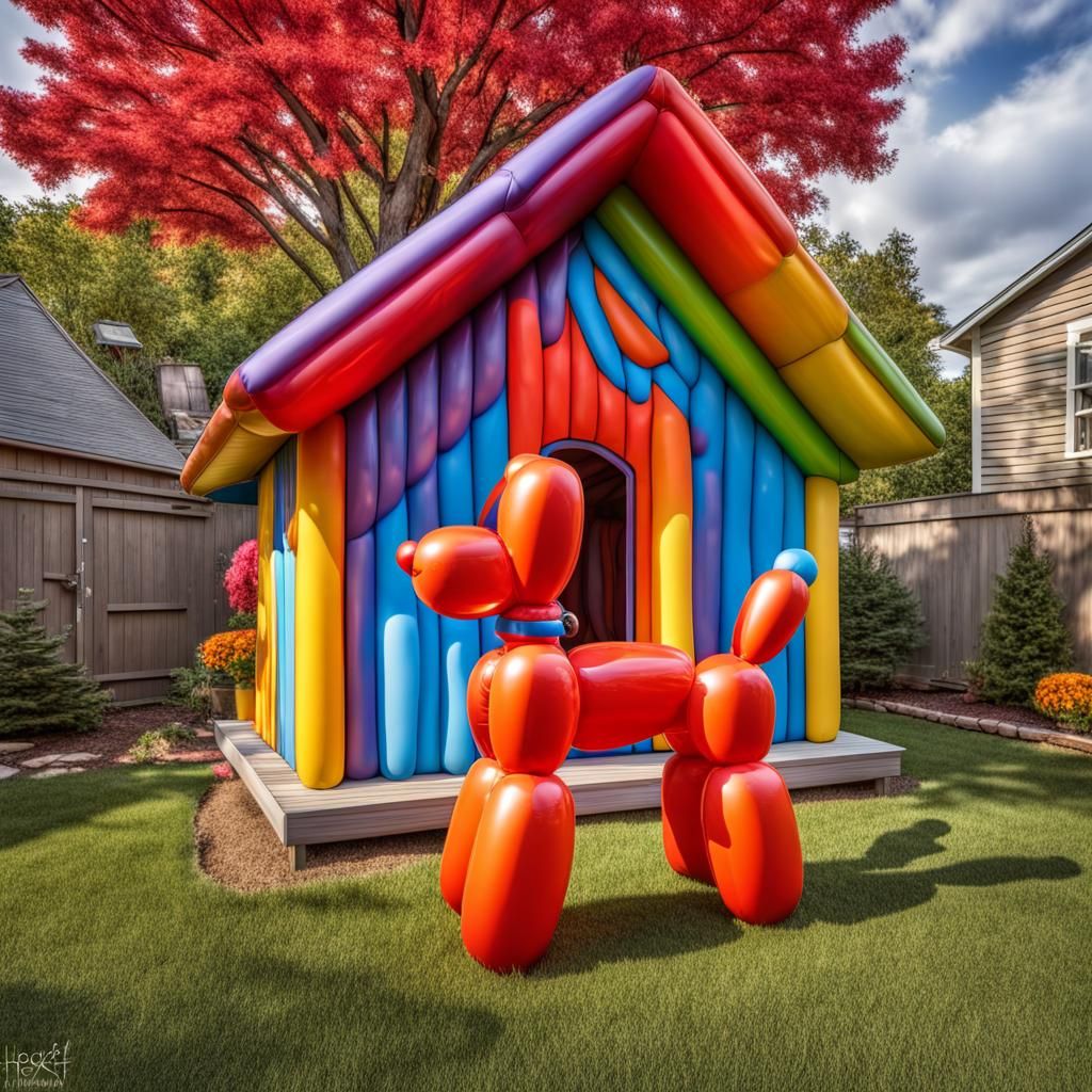 Balloon Dog Sculpture in Hyperrealistic Style