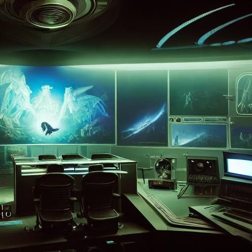 Cinematic 3D Newsroom Render in Retro Style