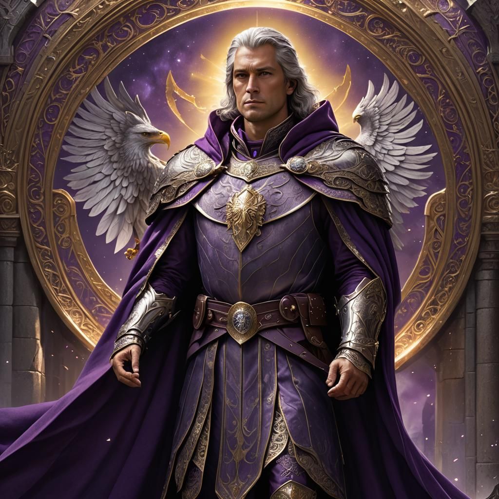 Noble with Silver Eagle Shield: Fantasy Art