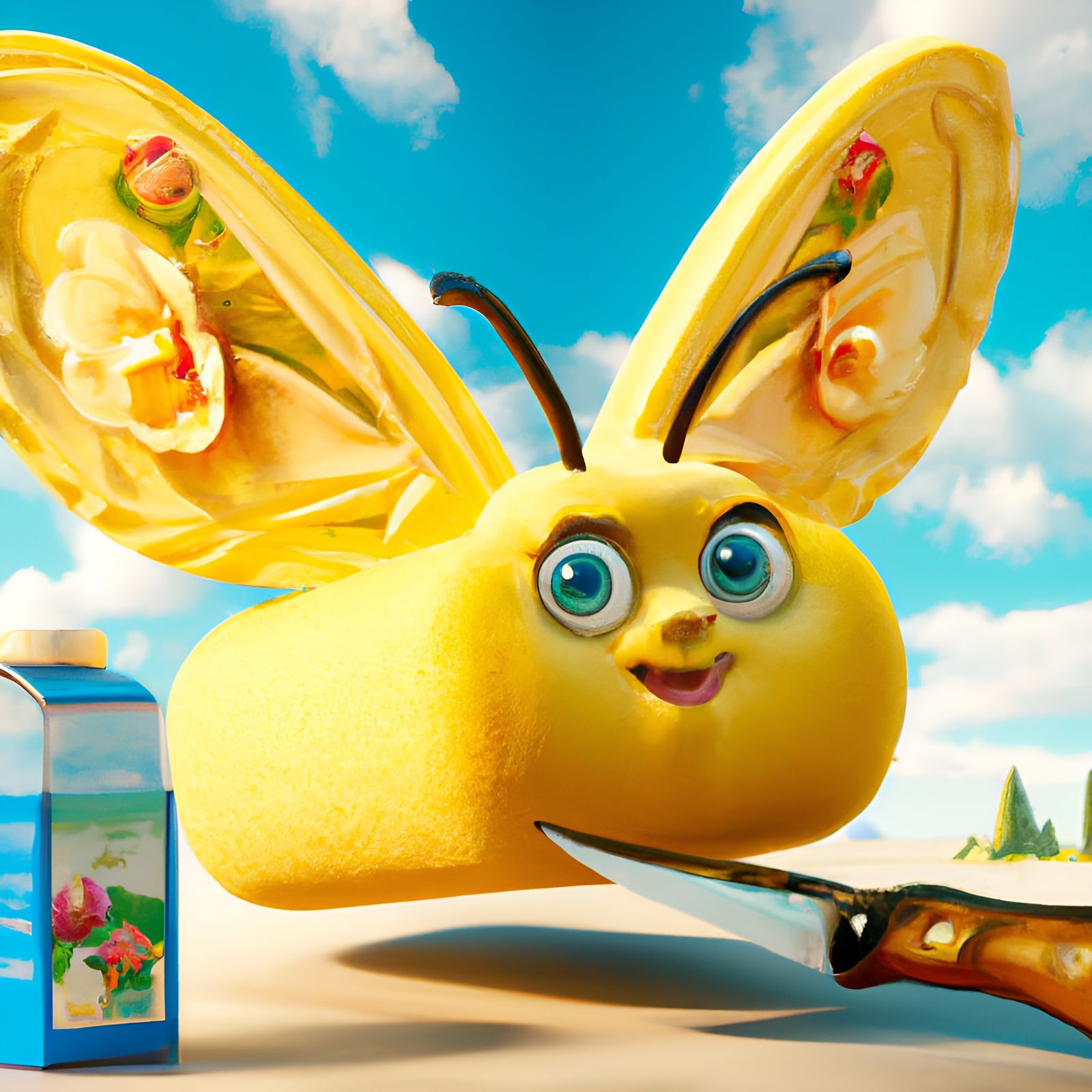 Butter with Wings: Hyperrealistic Digital Art