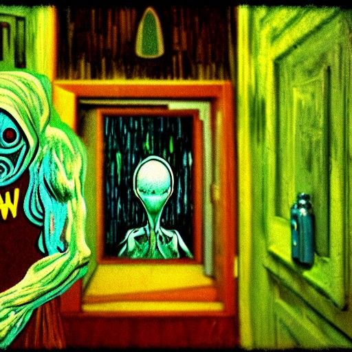 Alien Lurker at Frat House Hazing: Wrightson Collage