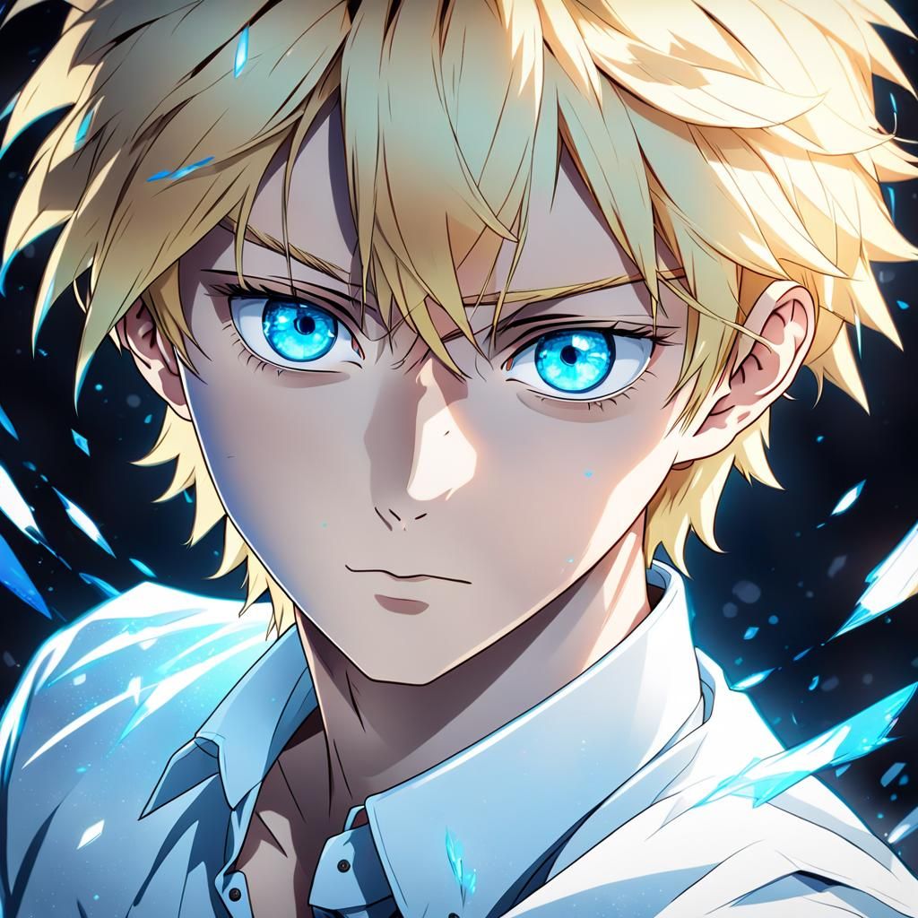 Anime Portrait of Young Man with Blonde Hair