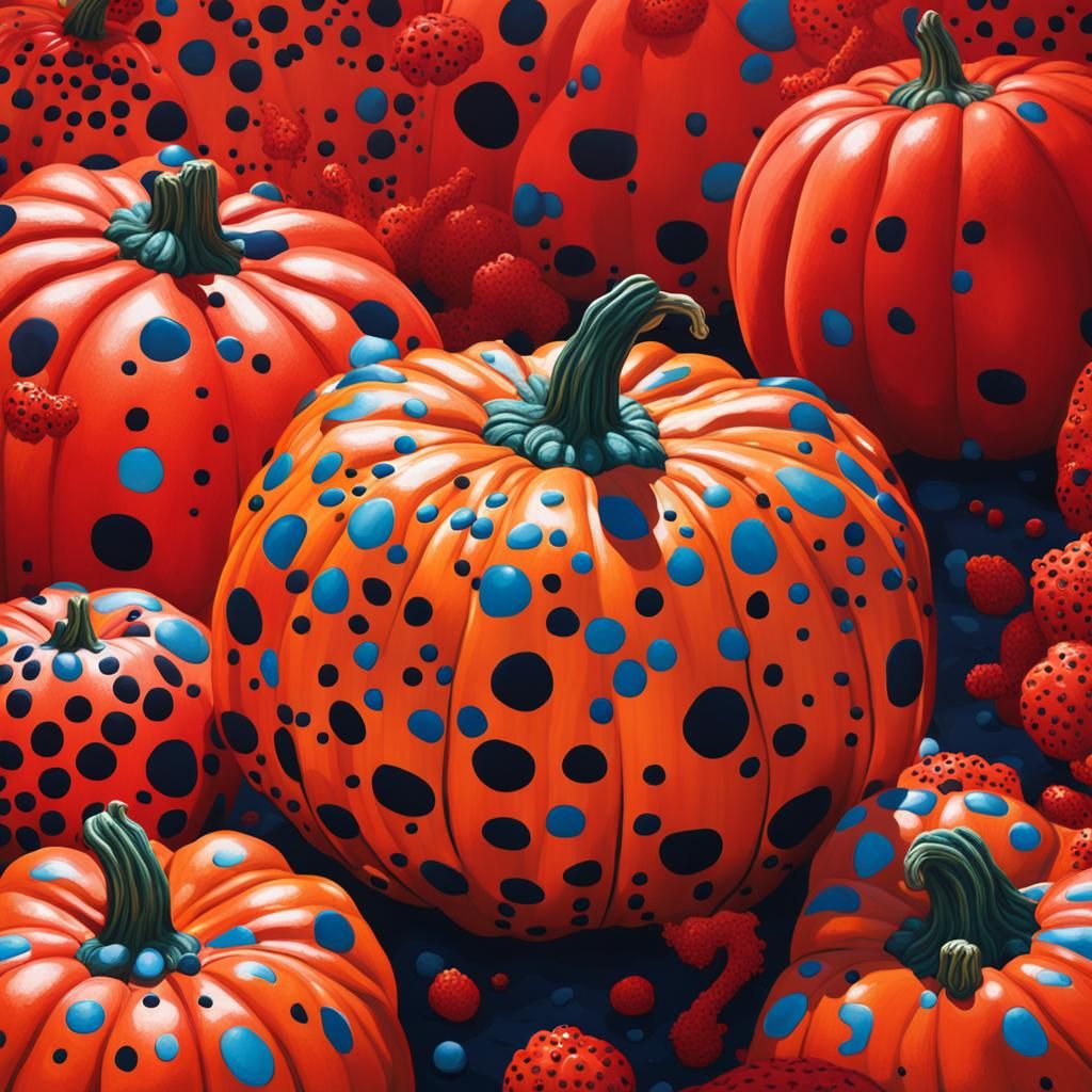 Hyperrealistic Red Pumpkin Inspired by Japanese Art