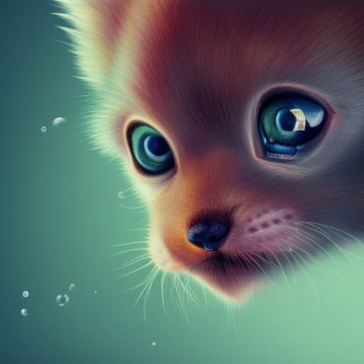 Hyperrealistic Cute Baby Animals Splash Art