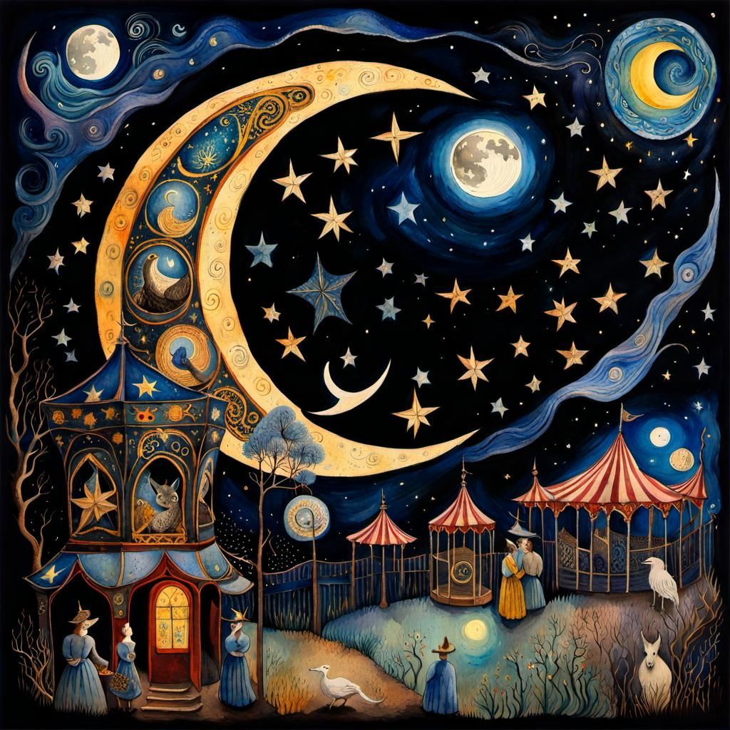 Moonlit Carnival: A Watercolor Dreamscape