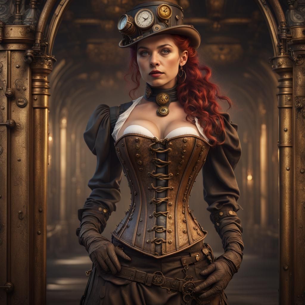 Detailed Steampunk Corset in Deep Color